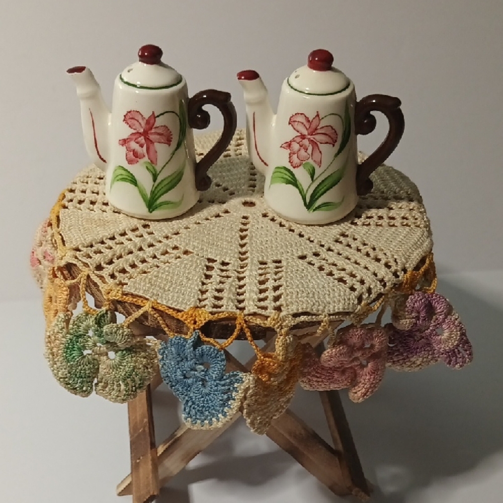 Vintage 1960's Orchid Ceramic Teapot Set - Made In Japan - Picture 7 of 7